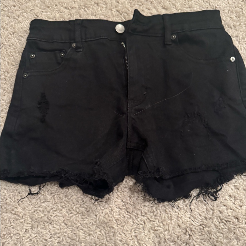 Girls black Distressed Jean Shorts